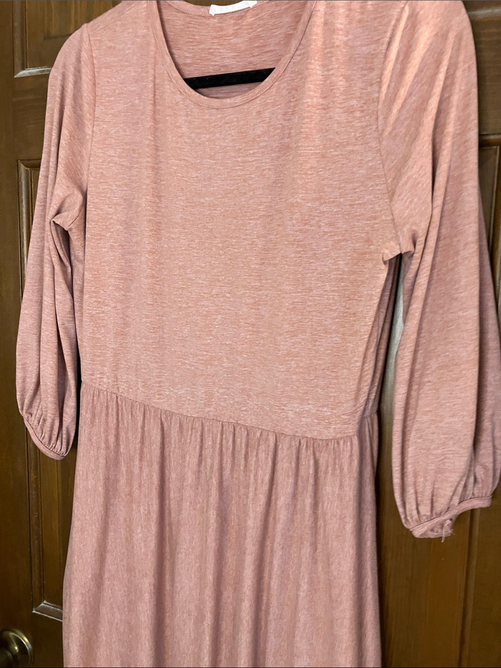 Reborn J Dusty Rose Maxi Dress with Long Sleeves-XL